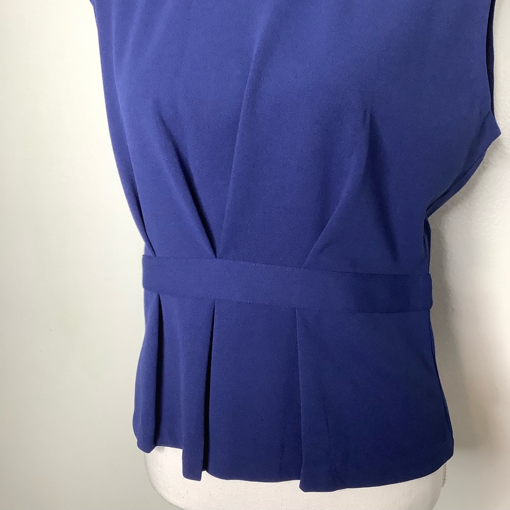 Club Monaco Top Blue Pleated Waist Large - Picture 3 of 6